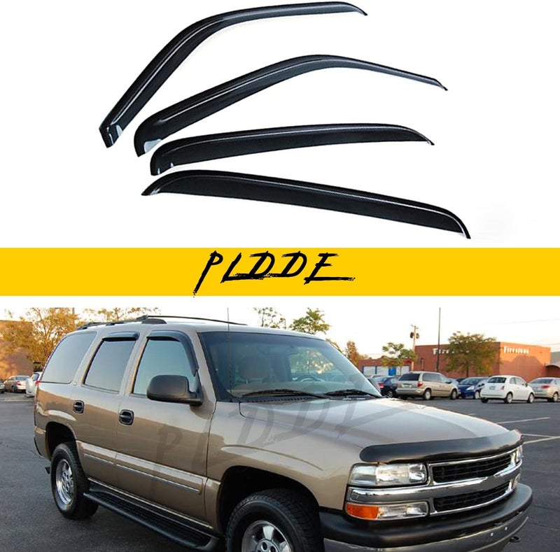 PLDDE Rain Guards Compatible with 2000-2006 Tahoe GMC Yukon 2002-2006 Escalade Base Smoke Side Window Visor Wind Deflector Vent Visors Car Accessories Tape-On 4pcs - Image 1